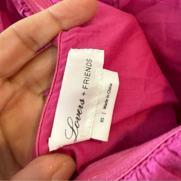 Lovers & Friends- Elsie Mini Linen Dress in Magenta- XS - Picture 4 of 8